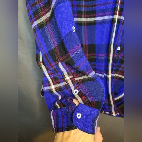 Cato Est. 1946 Vivid Blue Plaid Longsleev Top - Picture 6 of 8